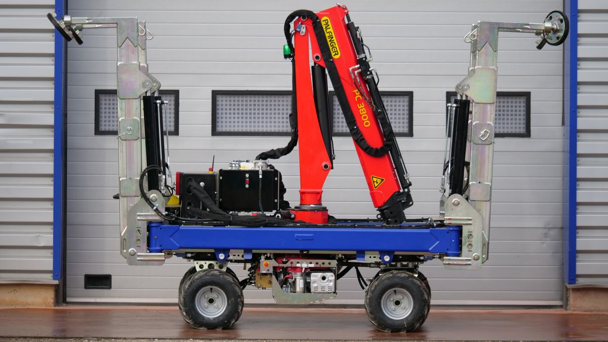 Le chassis grue est un accessoire du chariot robotisé standard